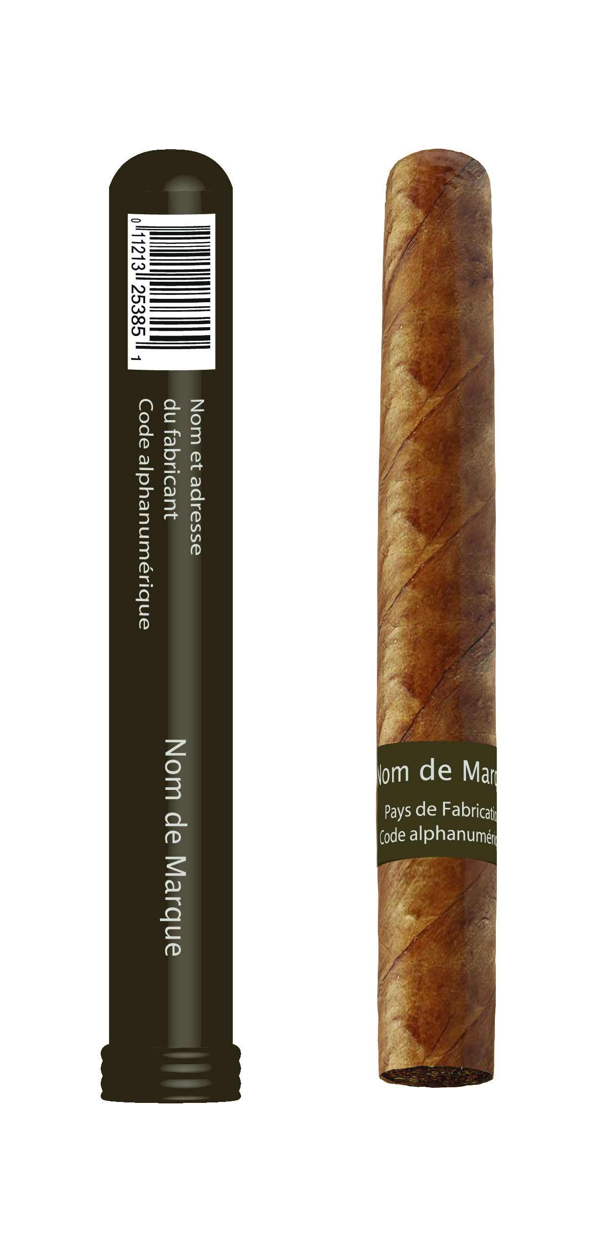 Tubes de cigare. La description textuelle suit.